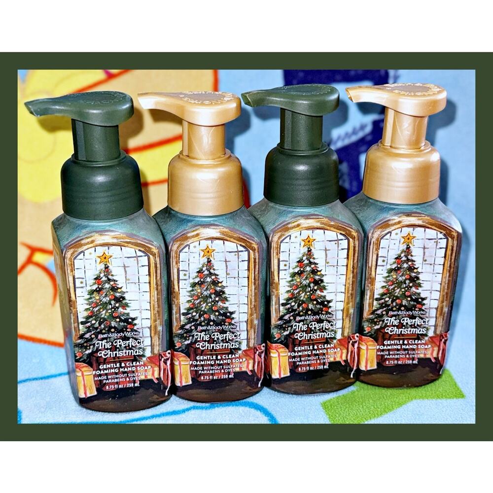 Bath & Body Works The Perfect Christmas 8.75oz Gentle Clean Foaming Hand Soap x4